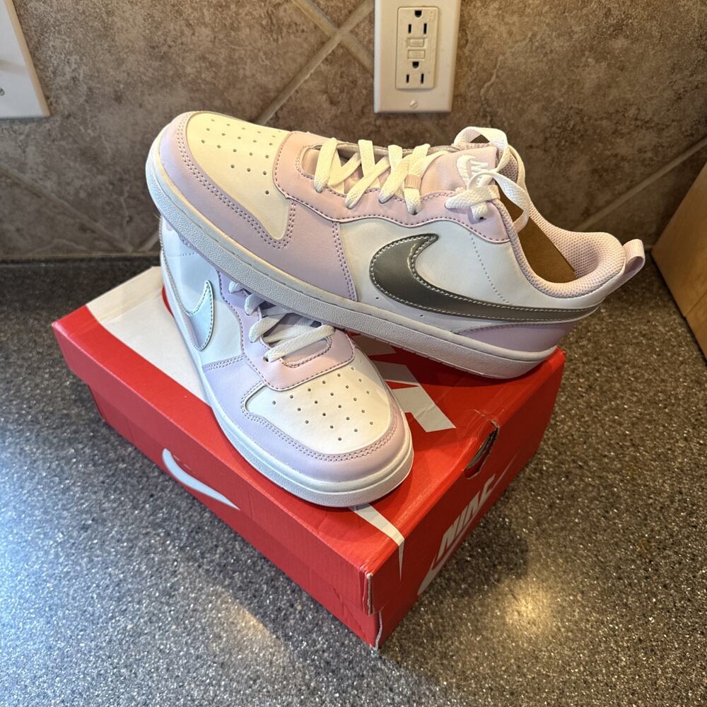 Nike Court Borough Low Recraft White/Pink DV5456‑105 – Kids 7Y / Women’s 8.5W
